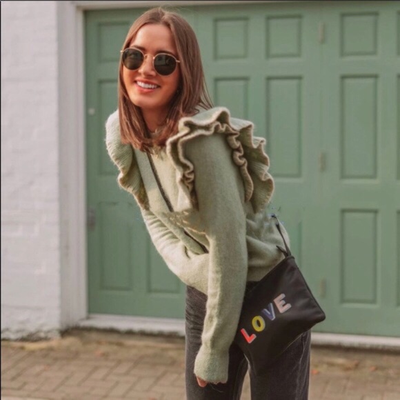 ZARA RUFFLED KNIT SWEATER WOOL ALPACA BLEND NWT - Picture 2 of 10